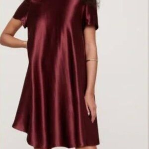Banana Republic Aurelia satin mini trapeze dress dark cherry red - Size L